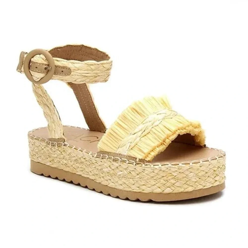Beach by Matisse Seashore Raffia Straw Espadrille Sandals Ivory Size 10